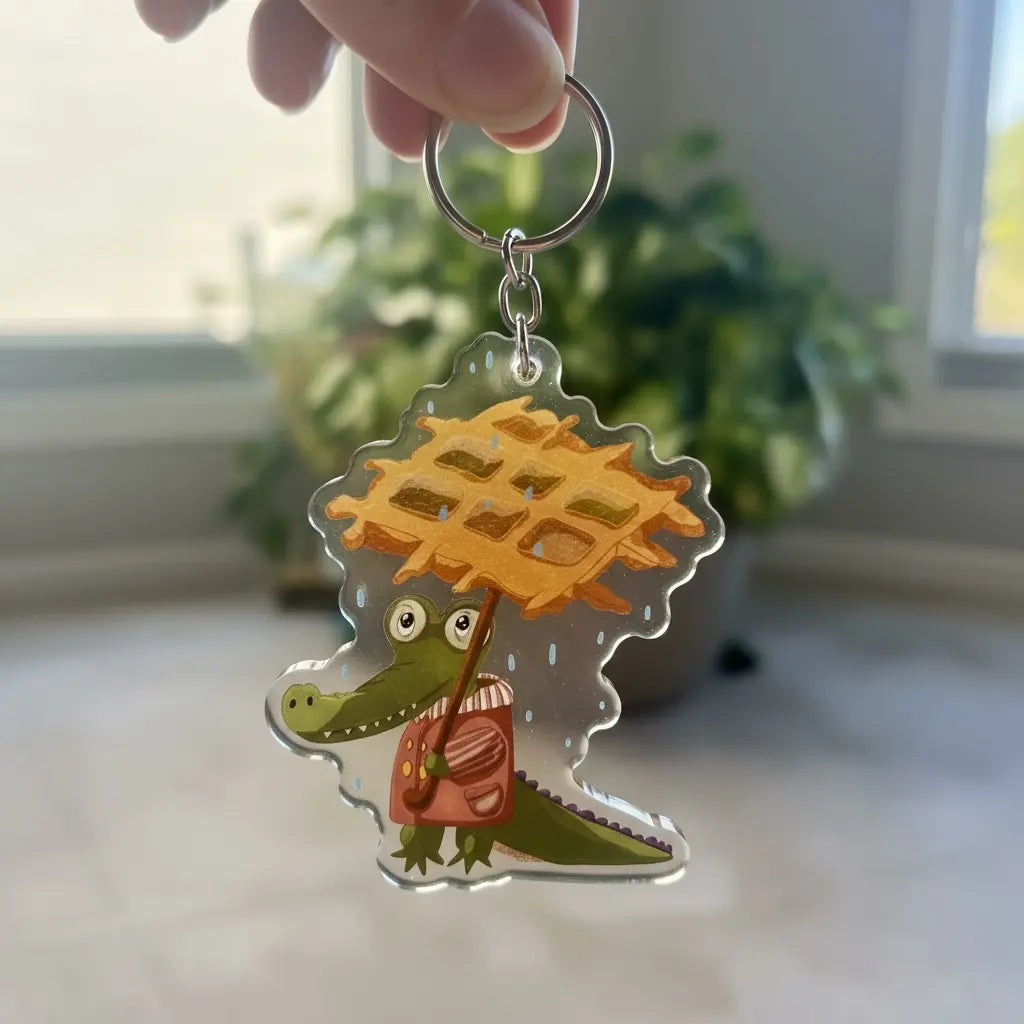🧇 Waffle Croc – Keychain