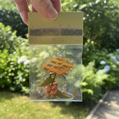 🧇 Waffle Croc – Keychain