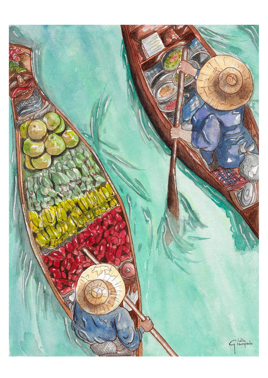 Floating Market - Art Print