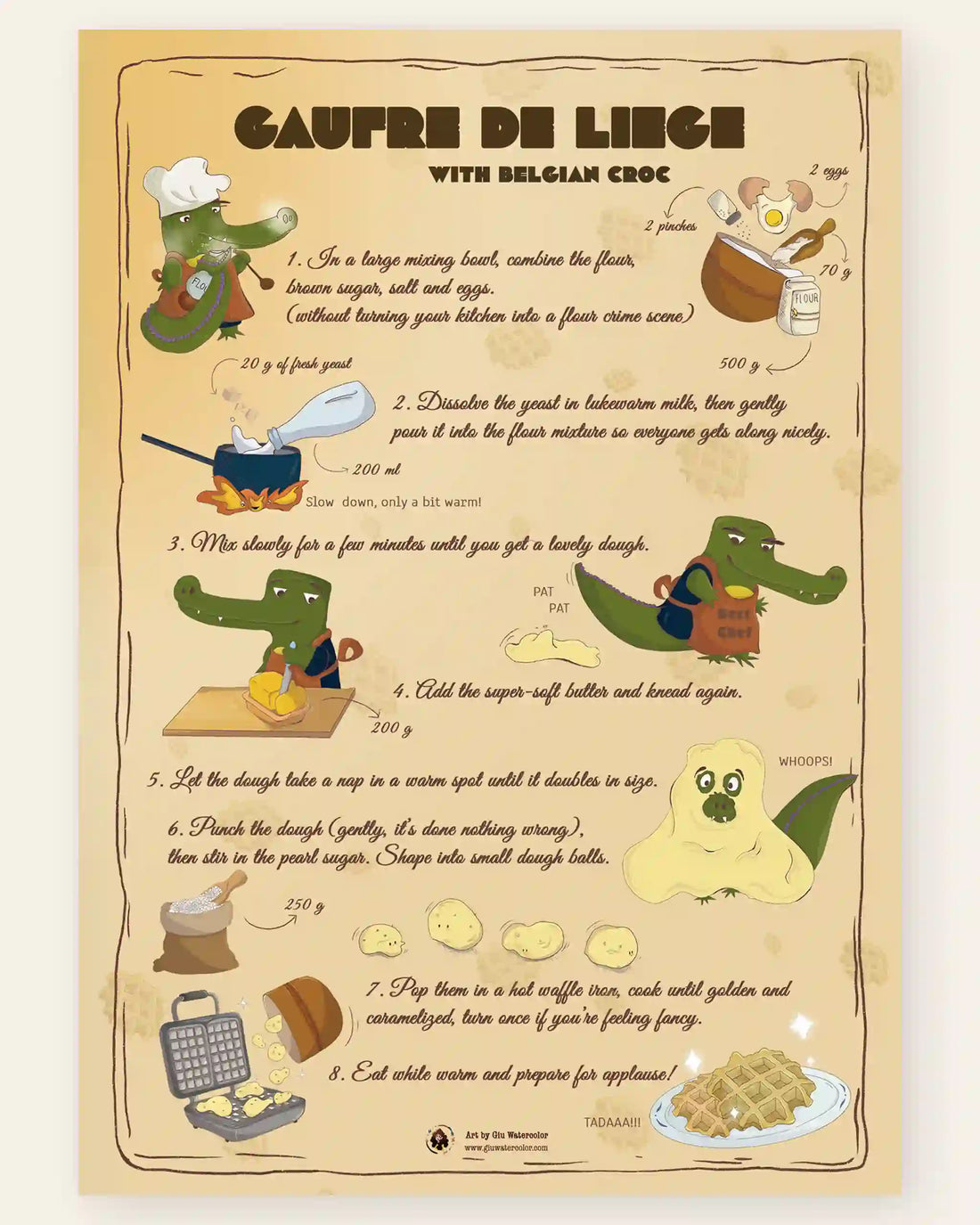 Liège Waffle Recipe (EN) - Art Print
