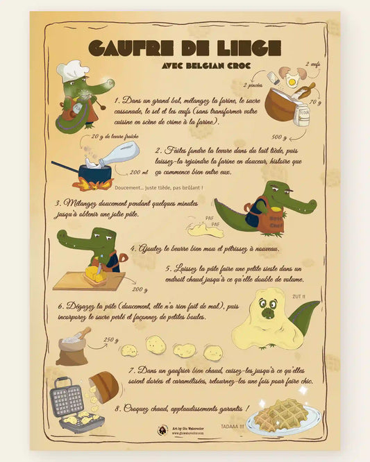 Liège Waffle Recipe (FR) - Art Print