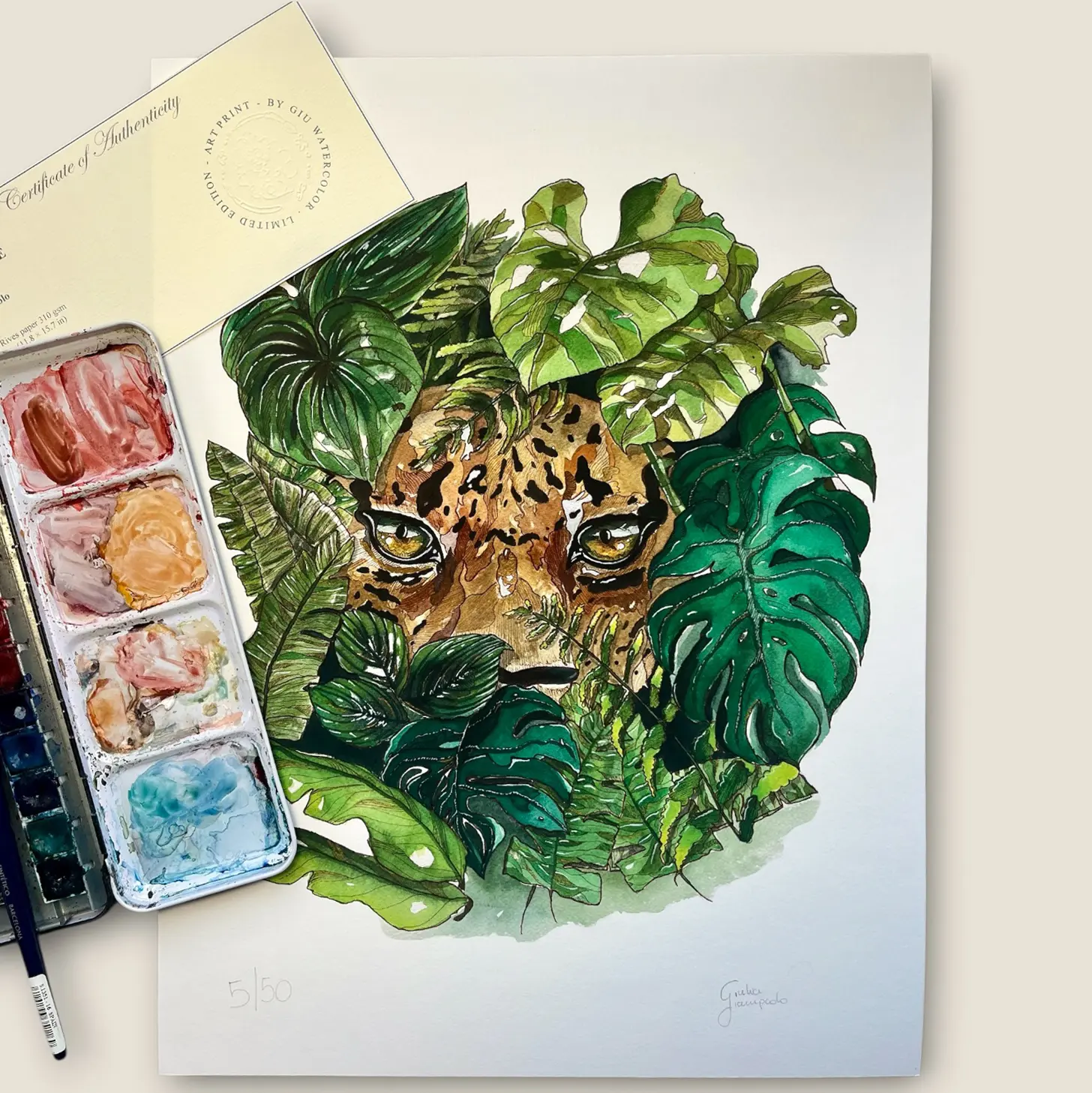 In the Jungle – Limited edition fine art print by Giulia Giampaolo on Arches BFK Rives White 310 g/m² 100% cotton paper, signed and numbered.