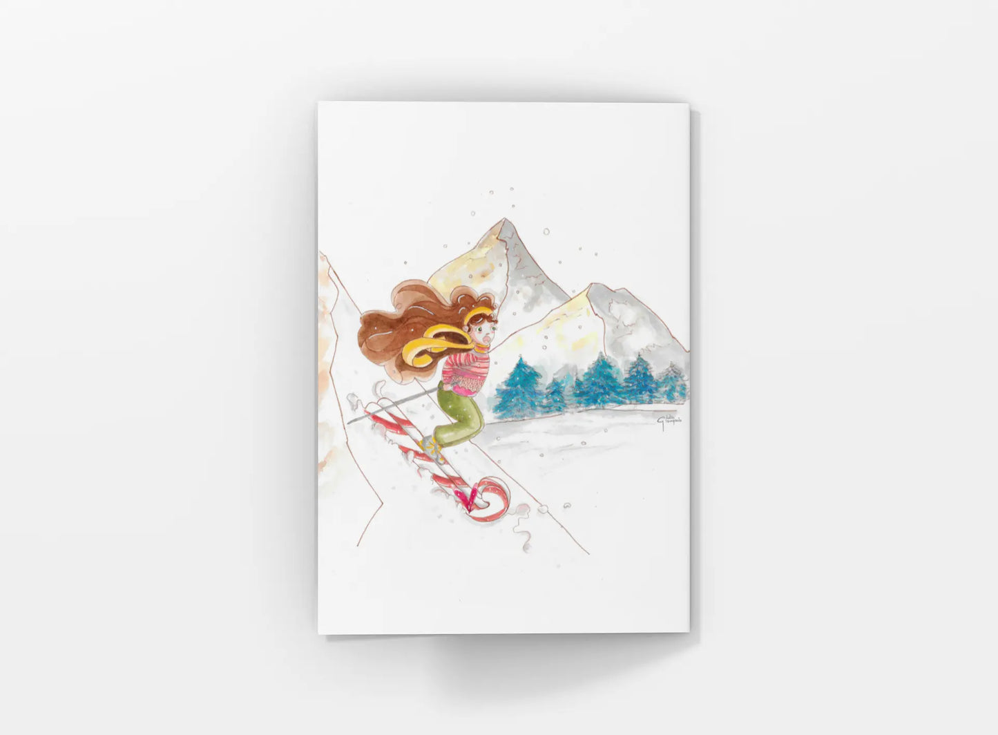 Skiing on Candies - Greeting Card