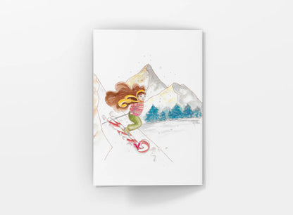Skiing on Candies - Greeting Card