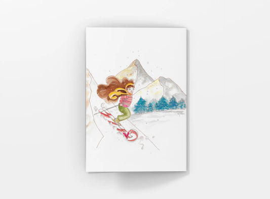 Skiing on Candies - Greeting Card