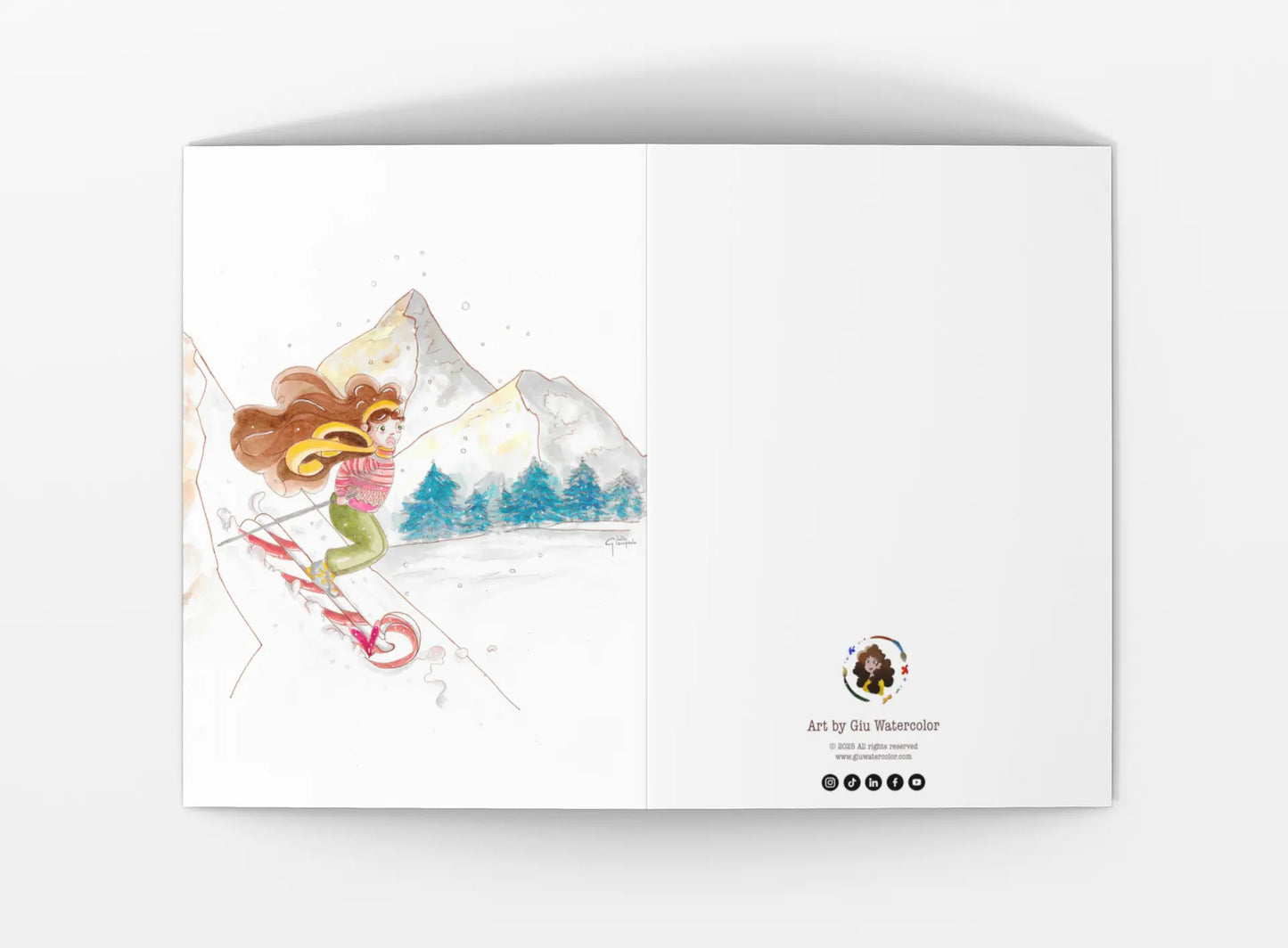 Skiing on Candies - Greeting Card