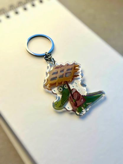 🧇 Waffle Croc – Keychain