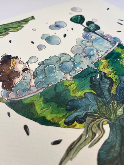 Watermelon bathtub - Art Print
