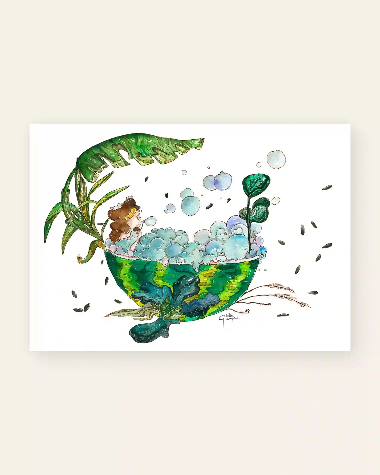 Watermelon bathtub - Art Print