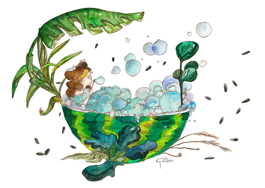 Watermelon bathtub - Art Print