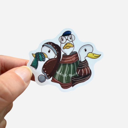 Winter Ducks Sticker 🦆| 7×6 cm - White