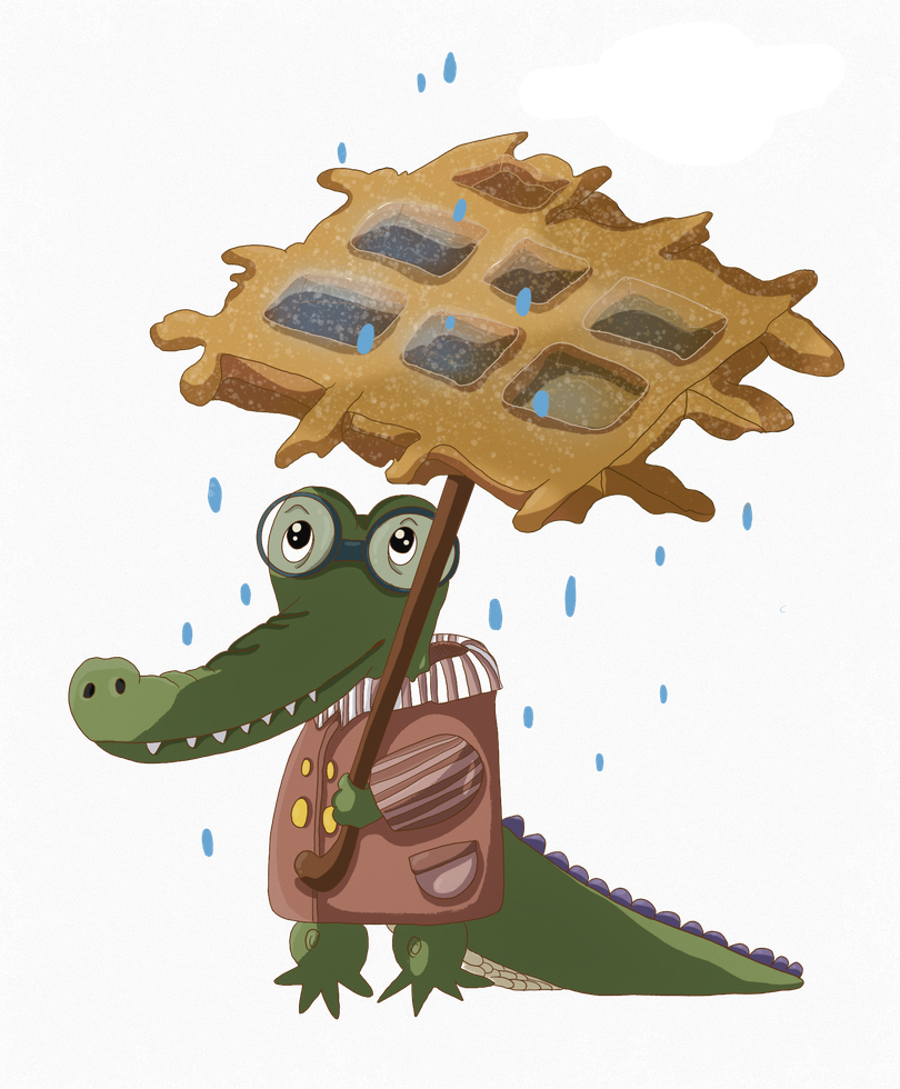 Belgian Crocs waffle umbrella illustration
